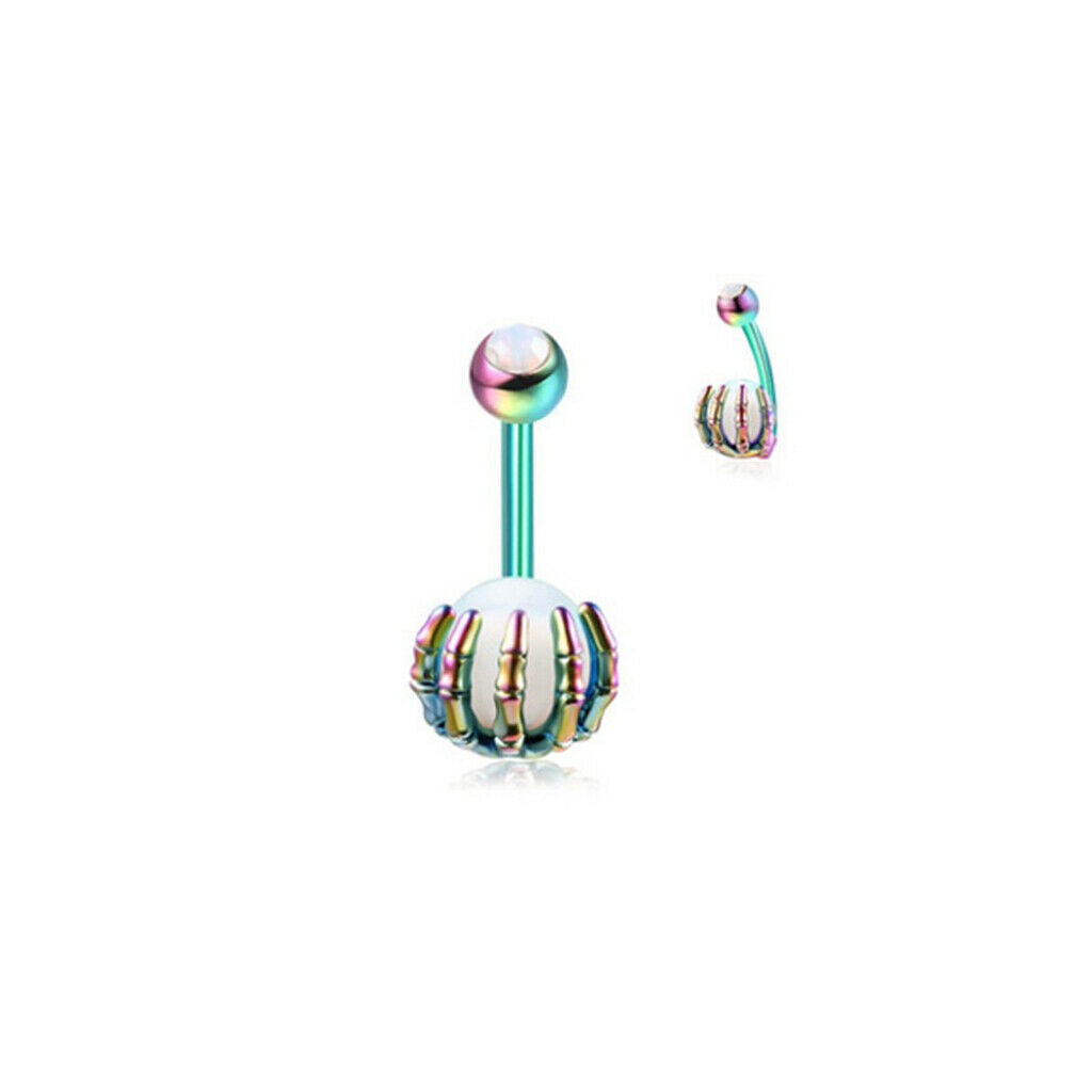 Belly Button Rings Diamond Stainless Steel Navel Ring Barbell for Women Rose