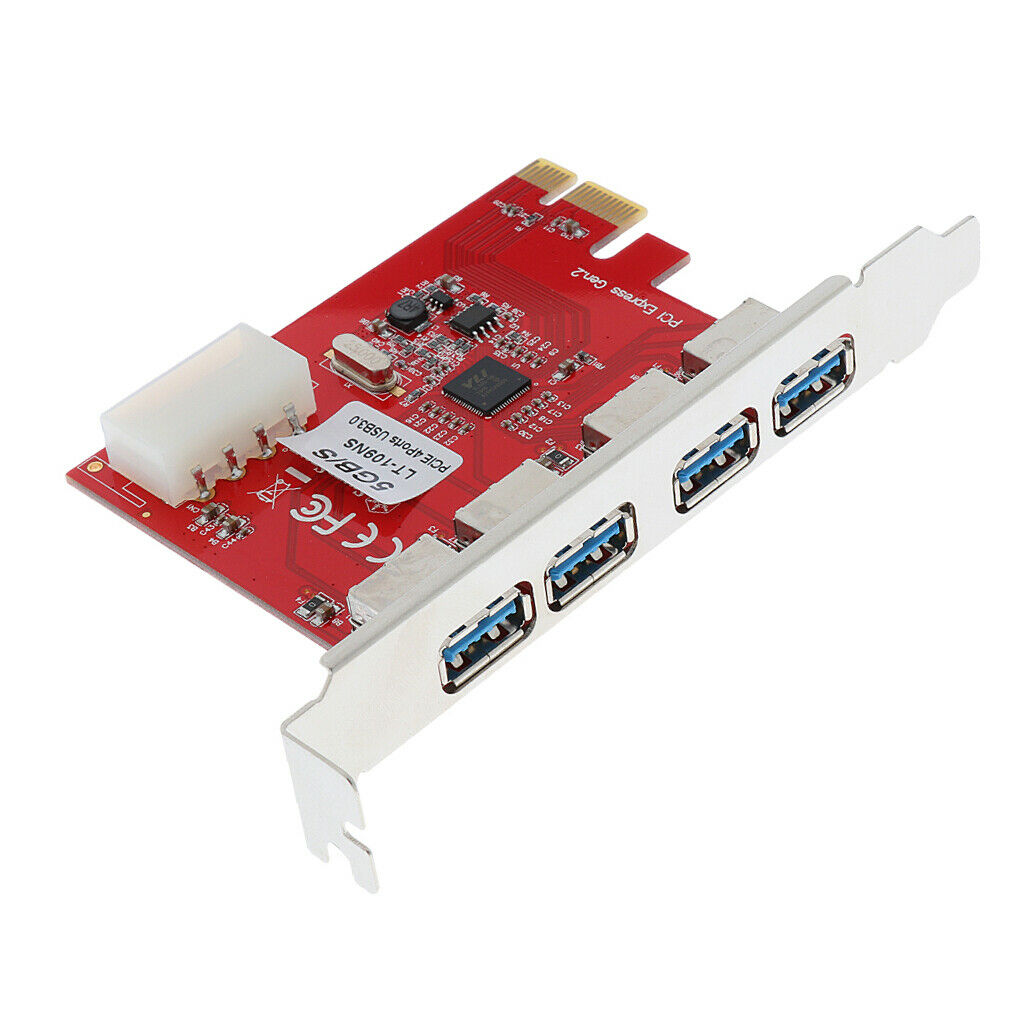 4 Ports USB 3.0 PCI-e Controller Expansion Card PCI Express Add-On Desktop