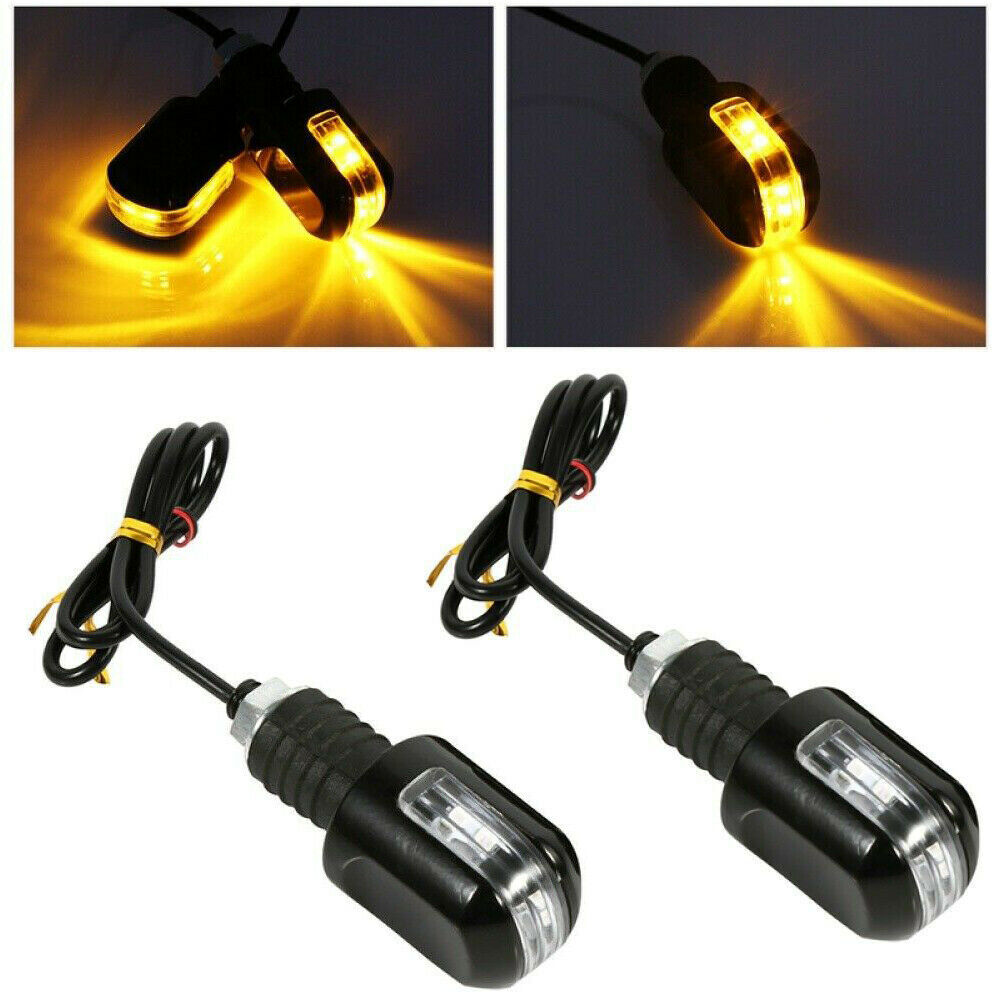 2PCS Motorcycle Bikes LED Turn Signal Light Indicator Blinker Handlebar End Lamp