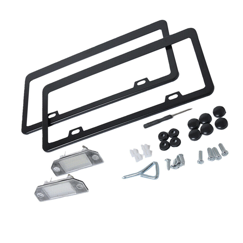 License Plate Lights LED Lamps + License Plate Frame Replacement Set