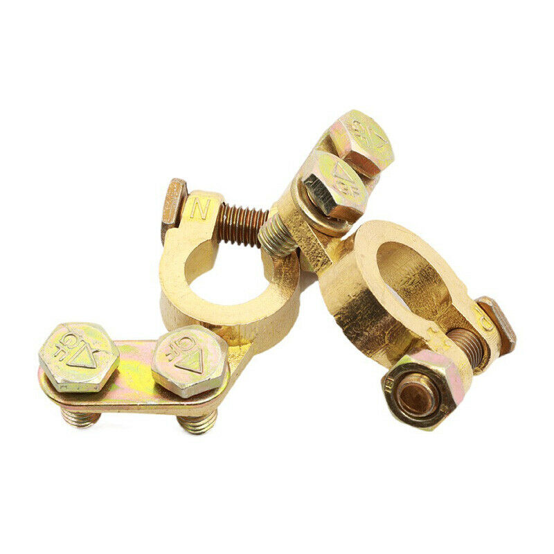 2PCS Brass Battery Terminal Connector Clamps Set for Marine Car Boat RV Vehicles