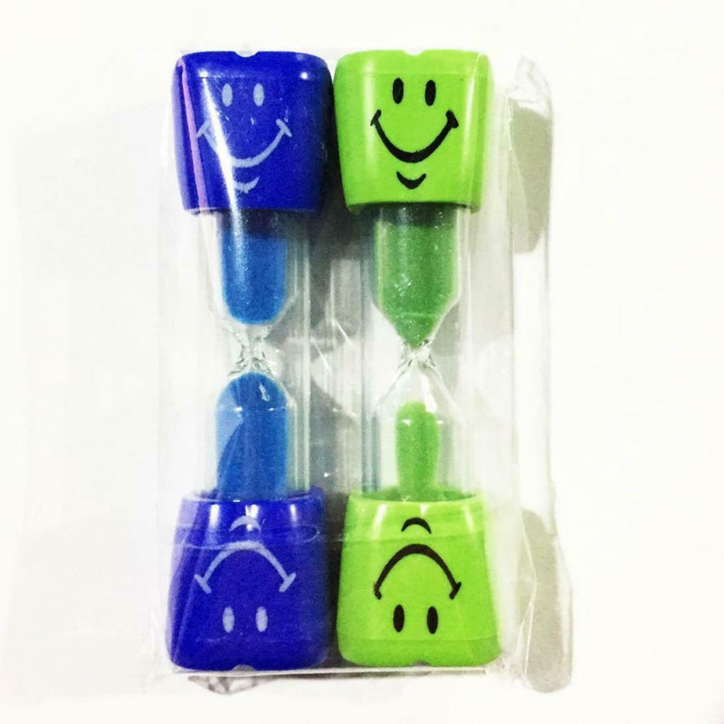 3 Minutes Hourglass Sand Clock Yoga Reading Blue+Green Smiling Face Pattern