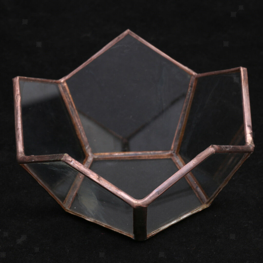 2x Open Copper Glass Geometric Terrarium Tabletop Succulent Plants Container