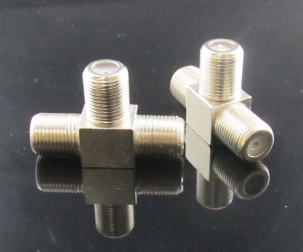 10pcs F type Triple 3 Female Jack F/F/F Adapter Connector T-Adapter