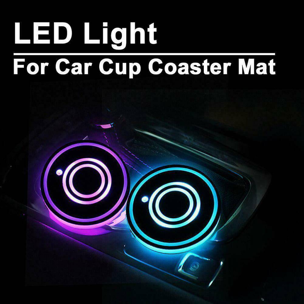 2Pcs LED Car Auto Cup Holder Pad Mat Atmosphere Interior Lights Universal Hot