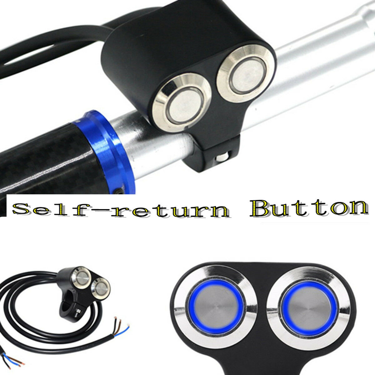 22mm Motorcycle Handlebar Switch Horn Engine Start Kill Dual Button Self-return
