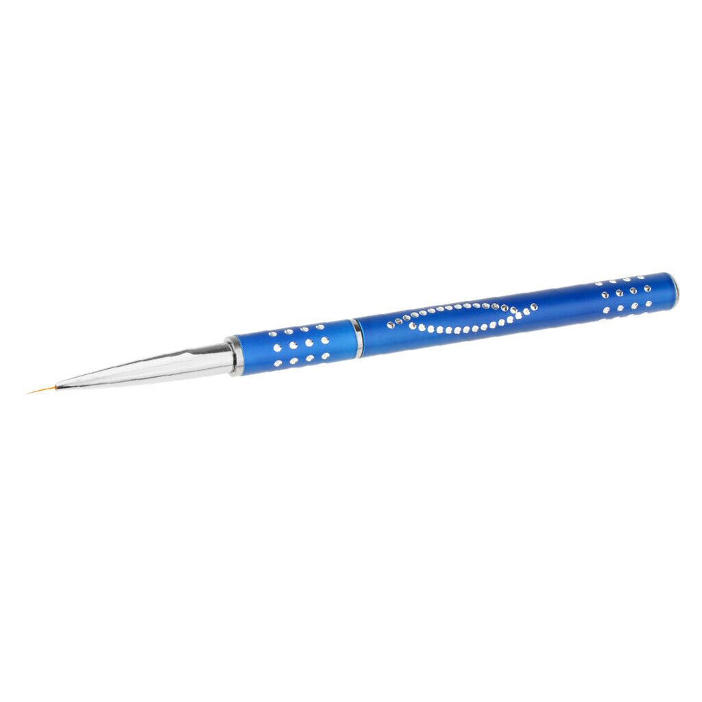 Nail Art Liner Brush Pen Painting Carving Flower Diamond Alloy Handle Blue