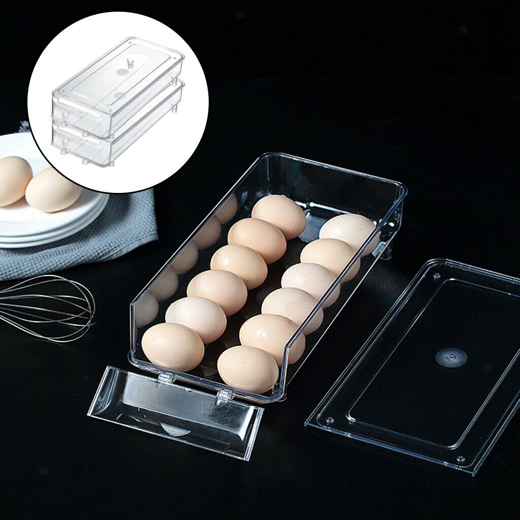 Kitchen Egg Holder Auto Scrolling Down Freezer Cabinet Eggs Tray Space Saver