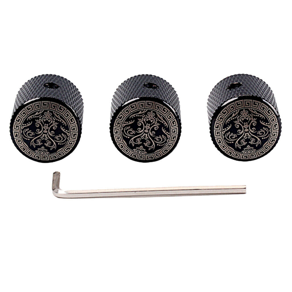 3pcs Metal Control Knobs Durable Electric Guitar Volume Tone Knob w/ Wrench