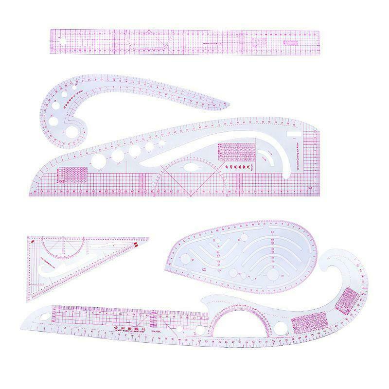 6pcs Practical Sewing French Curve Cutting Ruler Measure Dressmaking Tailor Tool
