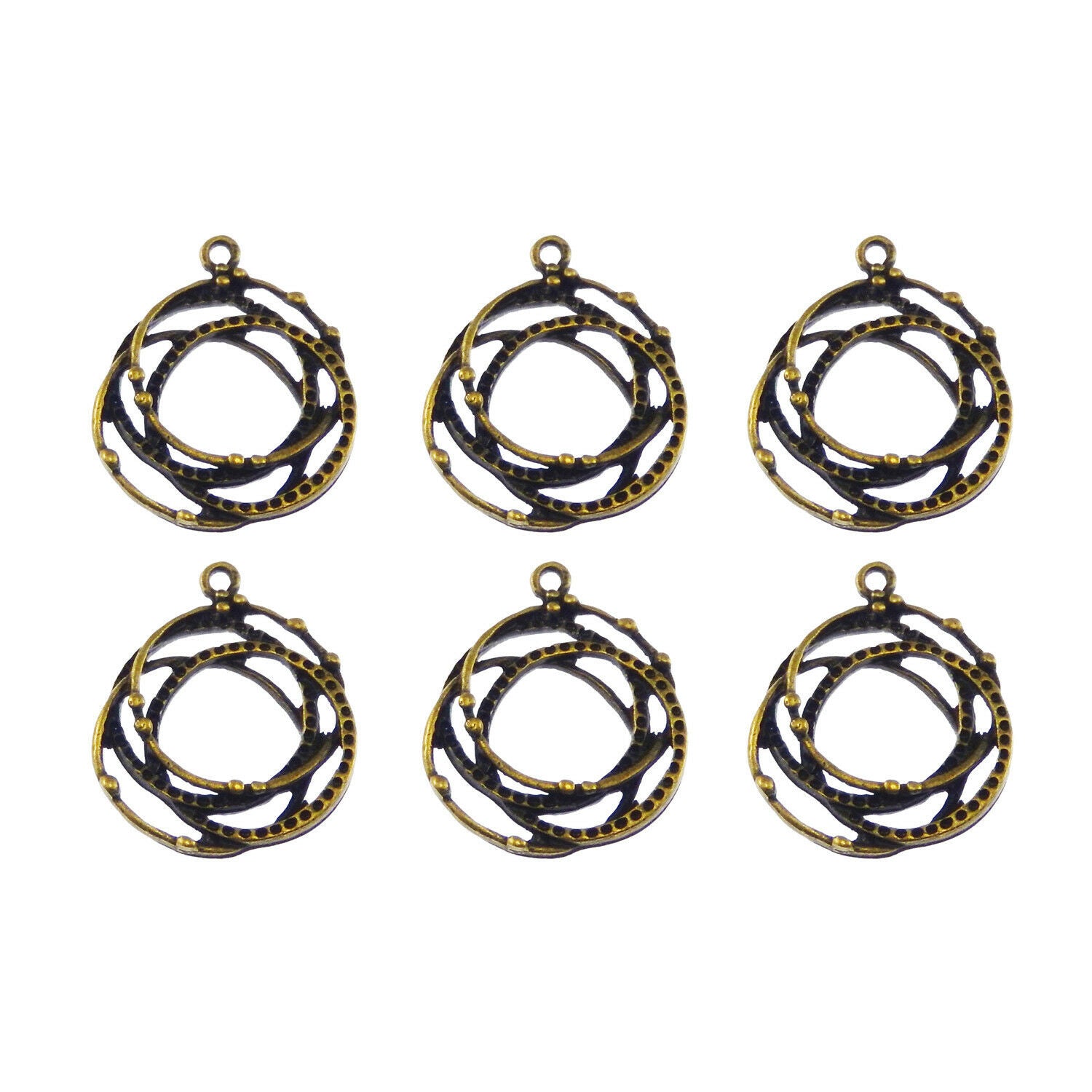 20 pcs Retro Bronze Intertwined Charm Pendant Earring Dangle DIY Making 30*22mm