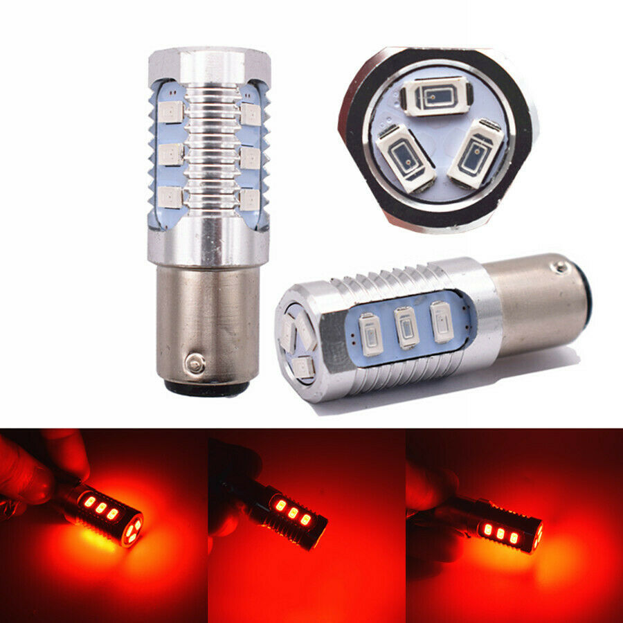 2pcs 1157 Red LED Flashing Strobe Blinking Brake High Power Tail Light 17*50mm