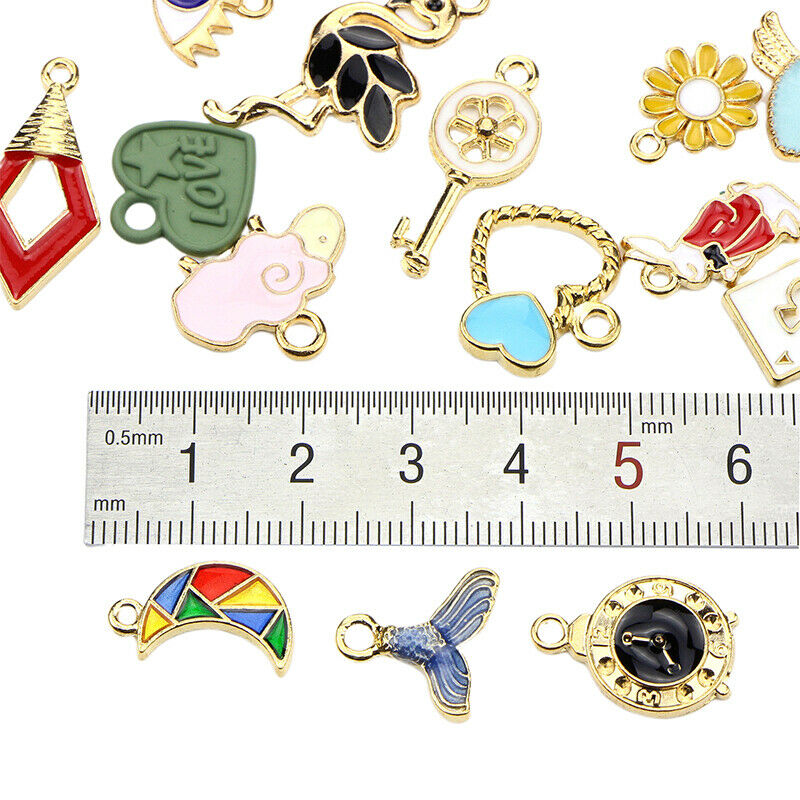 30Pcs/Set Mixed Style Metal Enamel Charms Pendant DIY Jewelry Finding Crafts Ad
