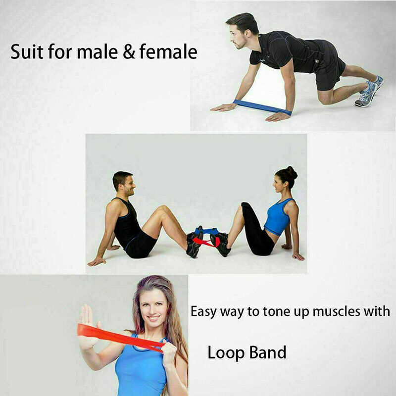 Resistance Bands Loop Yoga Pull Up Exercise Fitness Strength Training Set o Kt