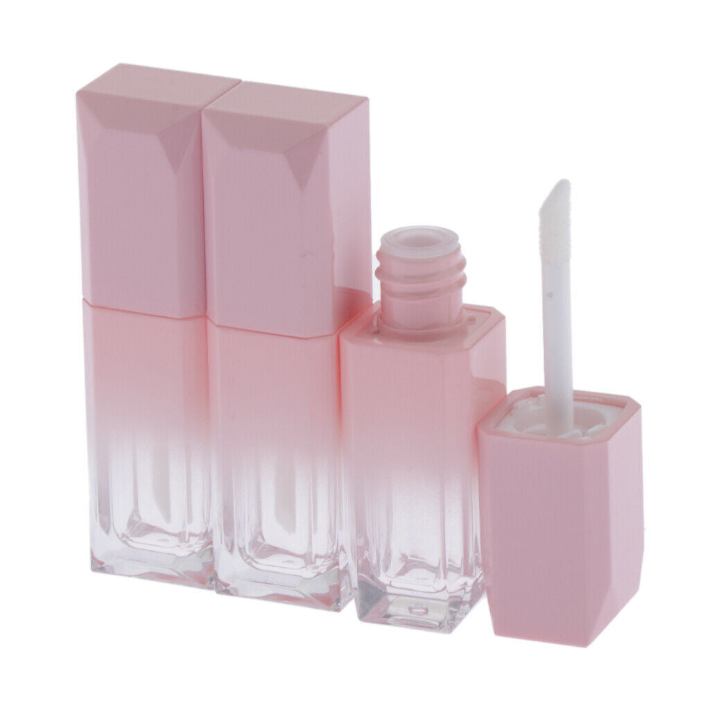 Lots 6 Square Lip Gloss Tubes Vials Makeup Cosmetic Lip Tint Bottles Pink