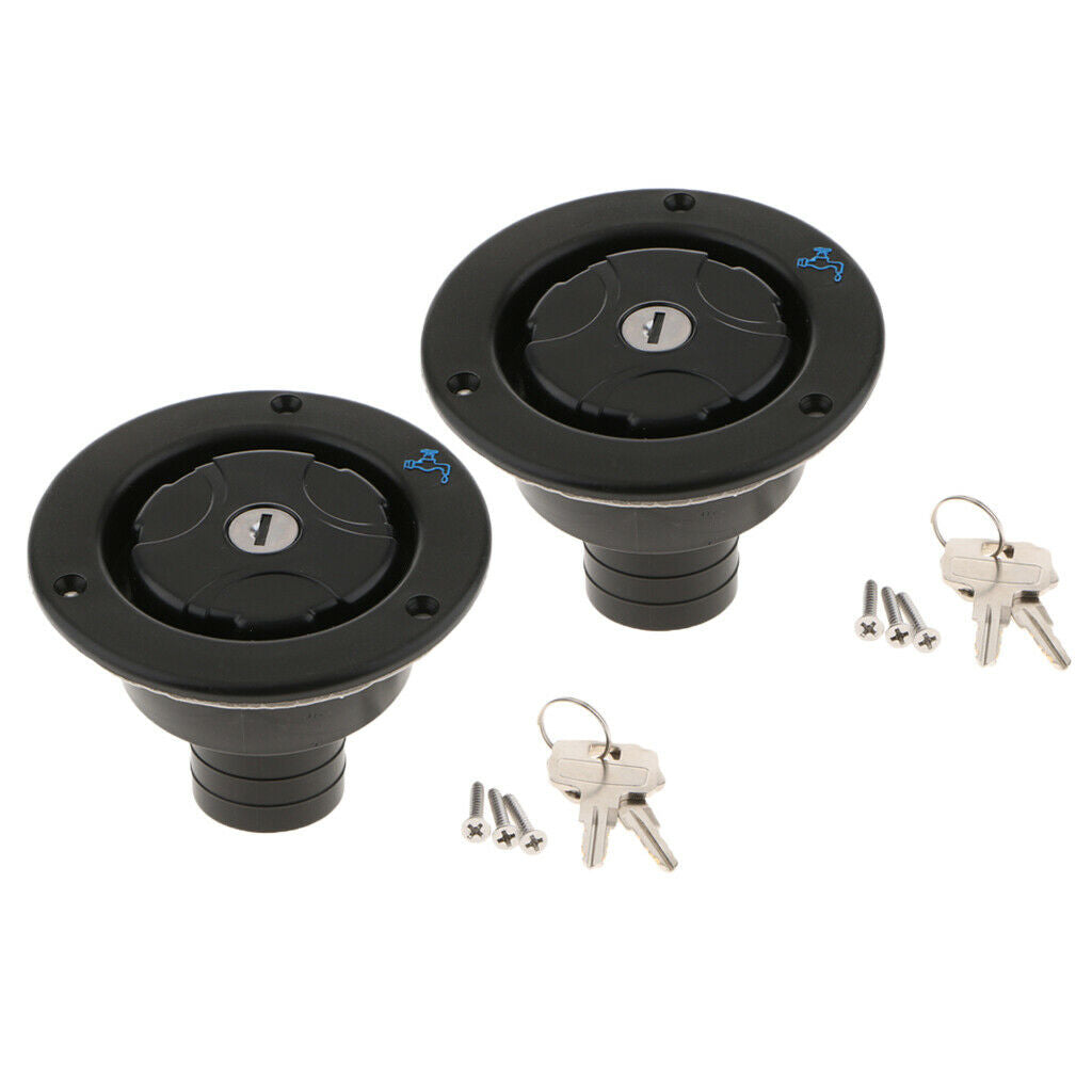 2x Locking Fuel Tank Gas Filler Cap with Keys Door Easy Installtion New