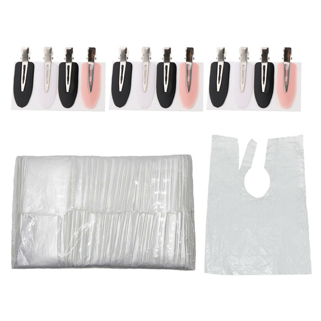 100 Pieces Hair Cutting Capes Stylist Gowns Unisex Salon Apron & Hair Clips