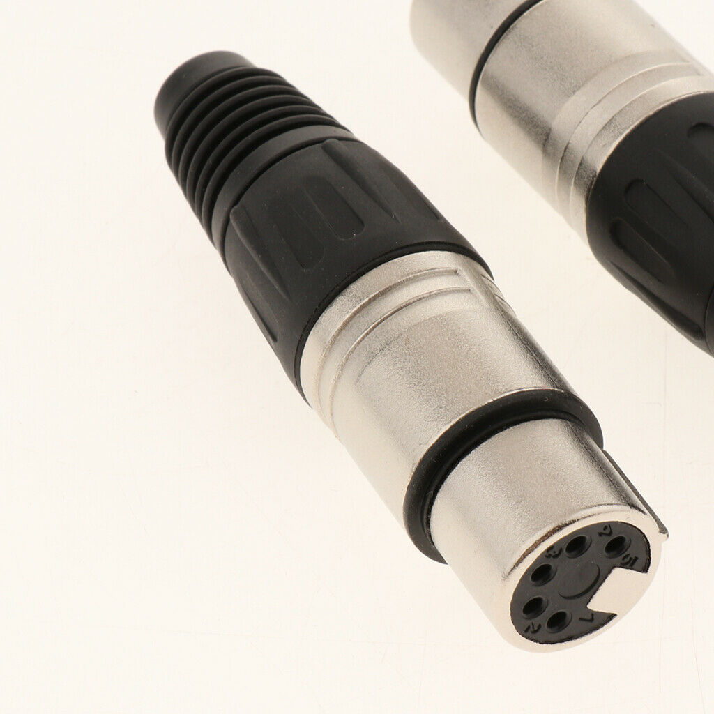 2Pcs 5-Pin Female XLR   Plug Cable Connectors, Fit for Microphones and Audio