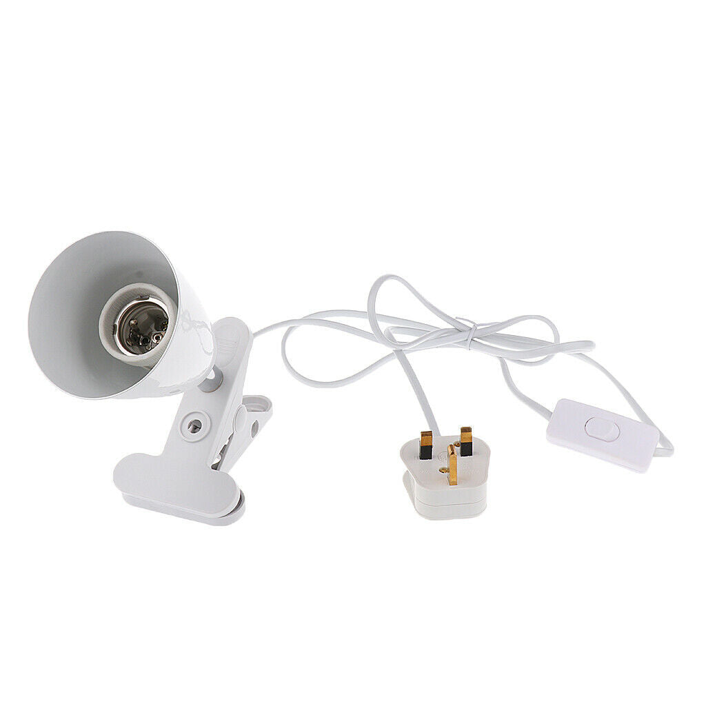 Bell Mouth Reptile Ceramic Heat Light UVB Bulb Lamp Holder E27 UK Plug White