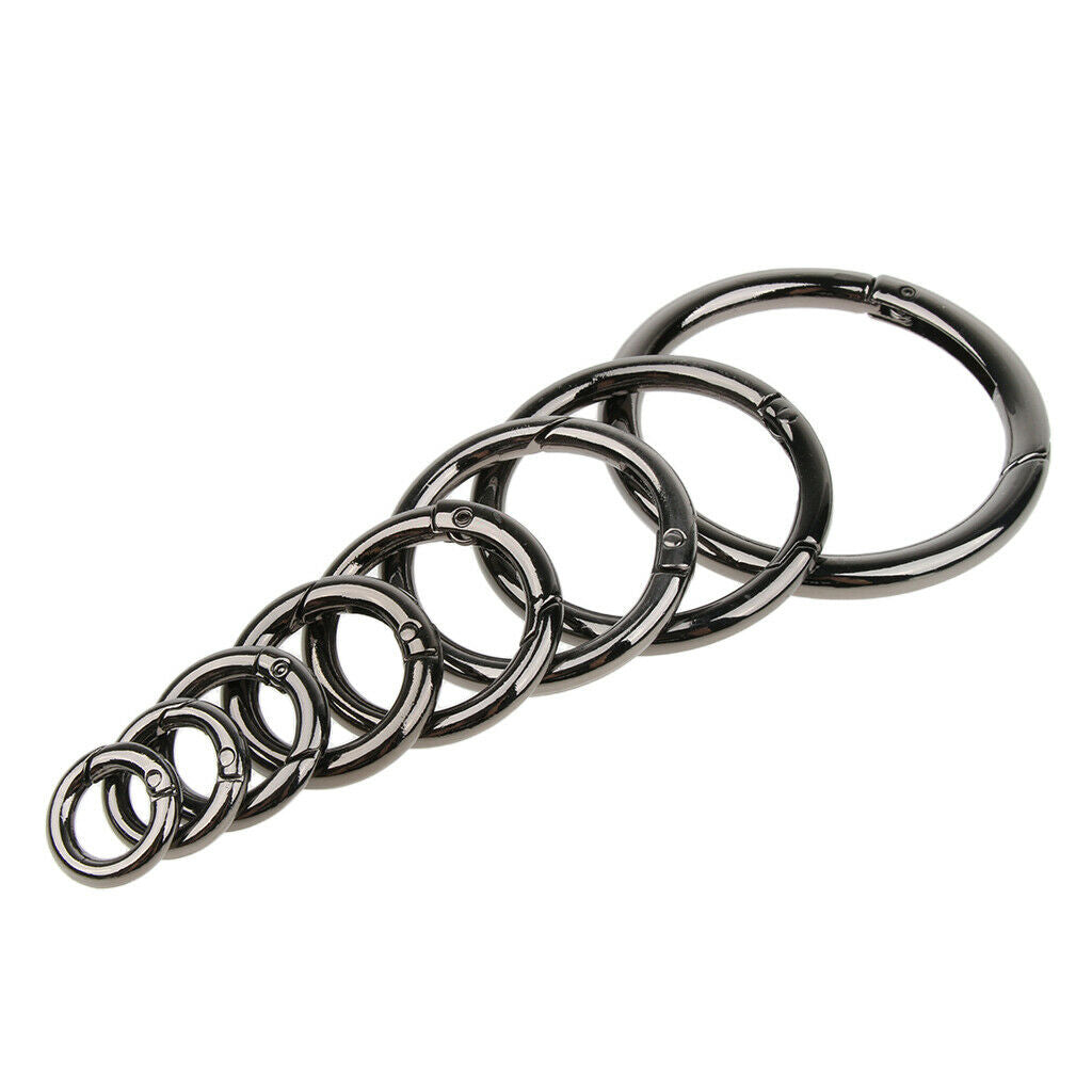 2X 5pcs Round Carabiners Camping Spring Snap Clip Keychain Holder Black 10mm