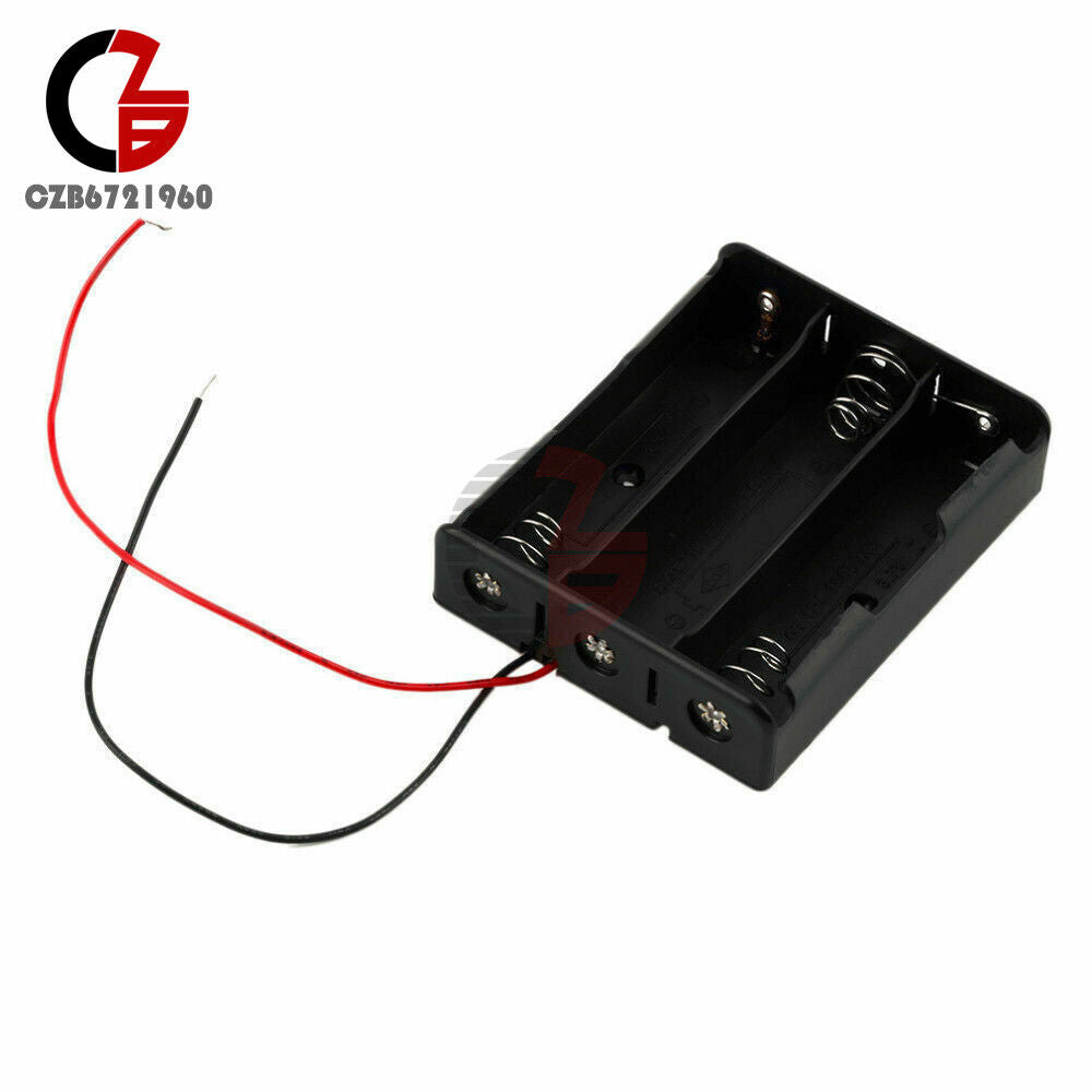 3 Slots 3X 18650 DIY Battery Storage Plastic Case Box Holder with Wire Leads