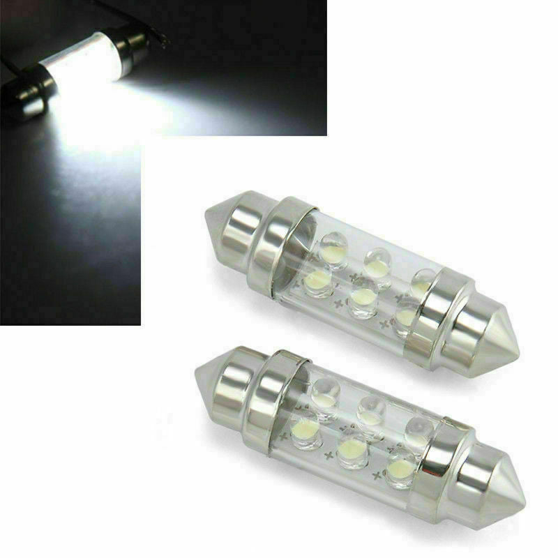 2pcs 36mm 6 LED Pure White Car Festoon Interior Dome C5W Light Lamp Bulb DC 12V
