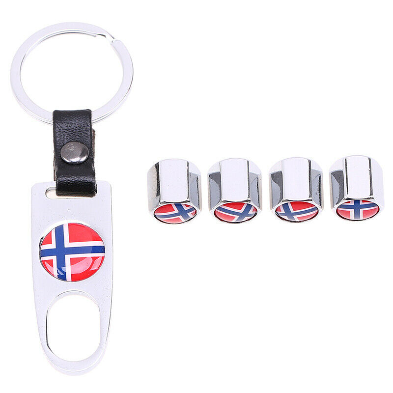 Universal Car Auto Wheel Tyre Tire Valve Dust Stems Air Caps + Keychain For Ford