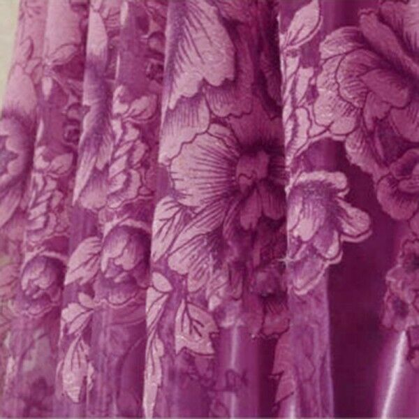 250*100cm Peony Voile Curtain Living Room Window Tulle Sheer Curtain Purple