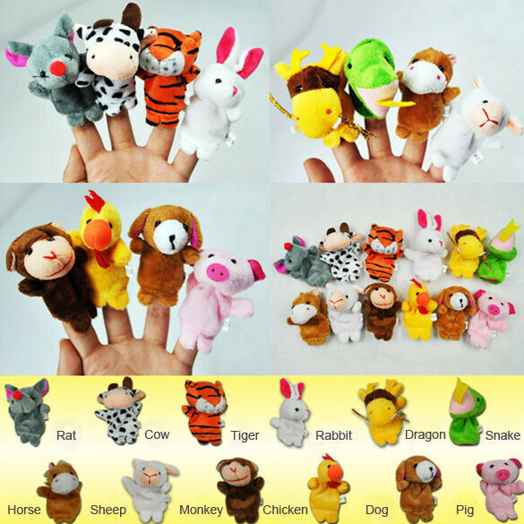 Chinese Zodiac 12 Animals Finger Puppets Plush Toys Kids Baby Play Toys @