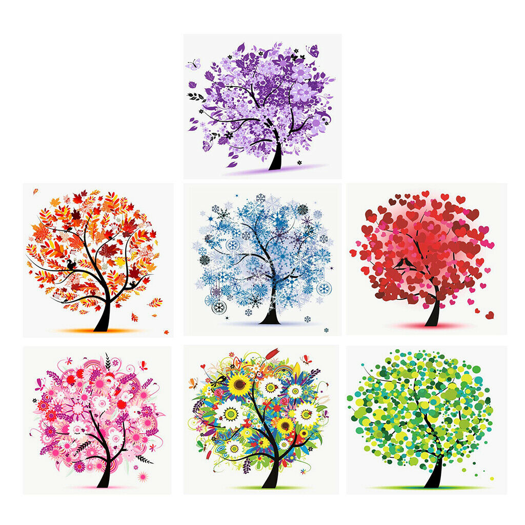 DIY 5D Flower Tree Diamond Painting Embroidery Cross Stitch Kits Purple