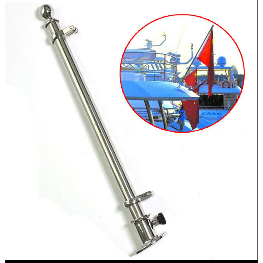 316 Stainless Steel Mirror-Polished 18" Flag Pole Fits Marine Yacht Boat