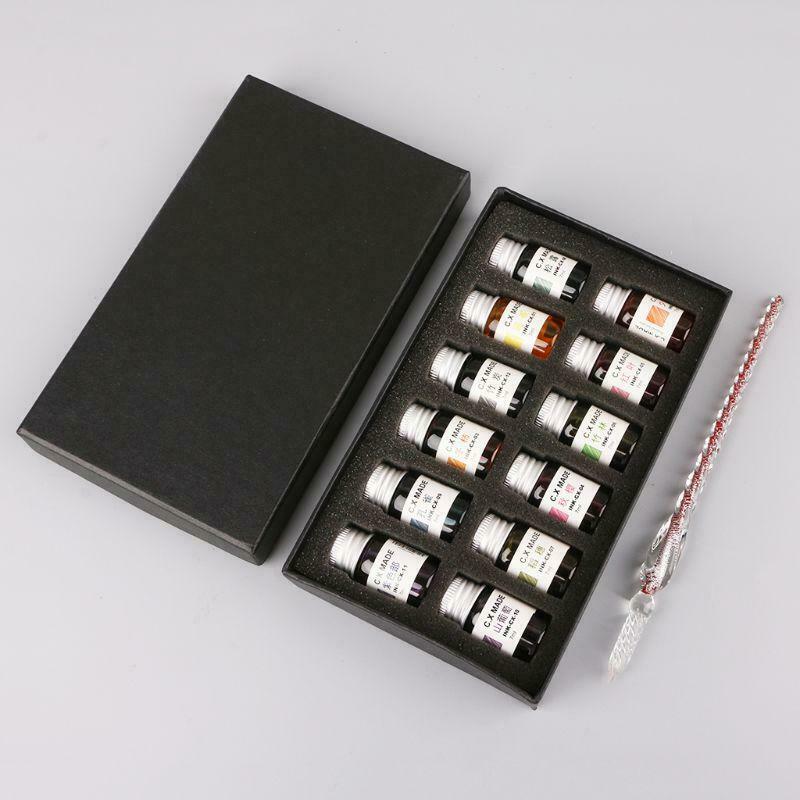 12 Bottle 7ml Ink Set For Signature Glass Dip Sign Style Pen Fountain Pen Water
