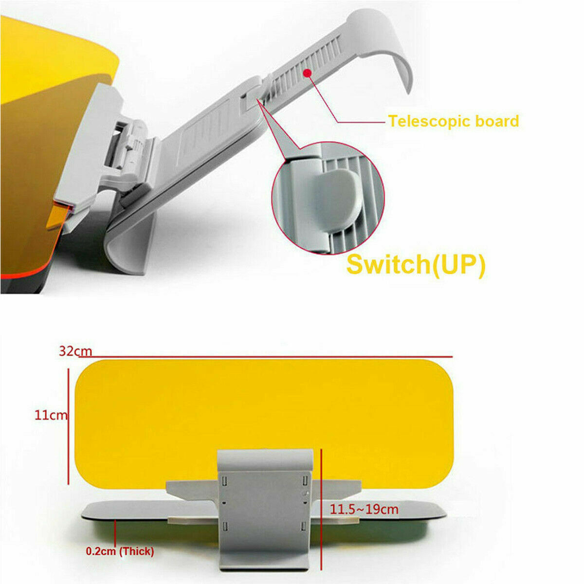 Car Sunshade Day and Night Sun Visor Anti-dazzle Goggles Clip-on Driving Shield