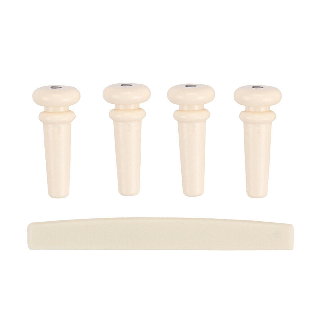 Musically 4pcs Plastic Acoustic Bridge Pins + Saddle For Beginners