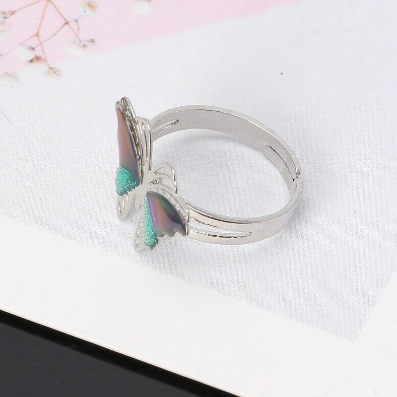 Colorful Butterfly Mood Temperature Emotion Ring Feeling Rings For Women Kids