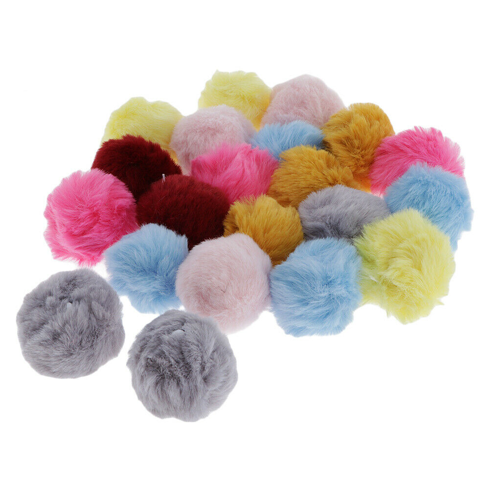20pcs  Faux Fur Pom Pom Ball Keychain For Hat Bag Accessories Mixed