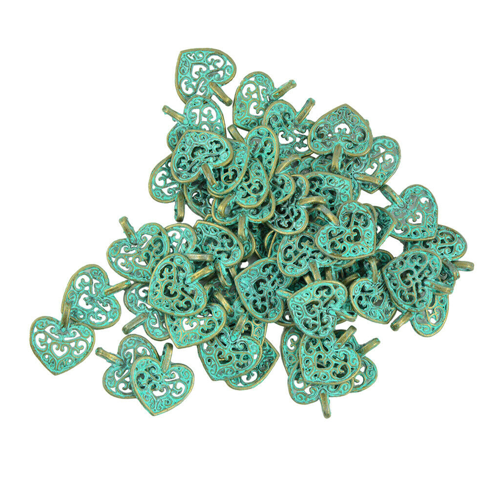 50pcs Patina Hollow Out Pendant Charms Hearts Locket Findings Jewelry Crafts