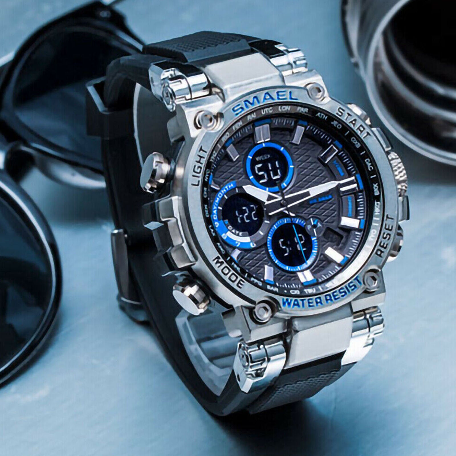 Men Sports Military Digital Calendar Analog Quartz StopWatch Shock Proof