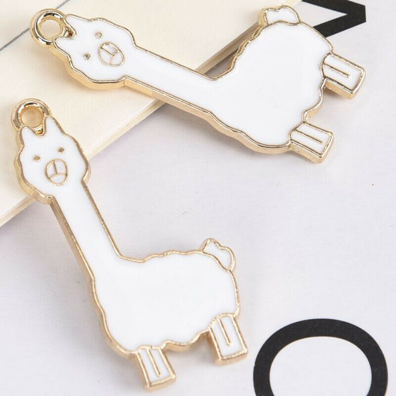 10Pcs/Set Enamel Alloy Alpaca Sheep Charms Pendant Jewelry DIY Making Cra.l8