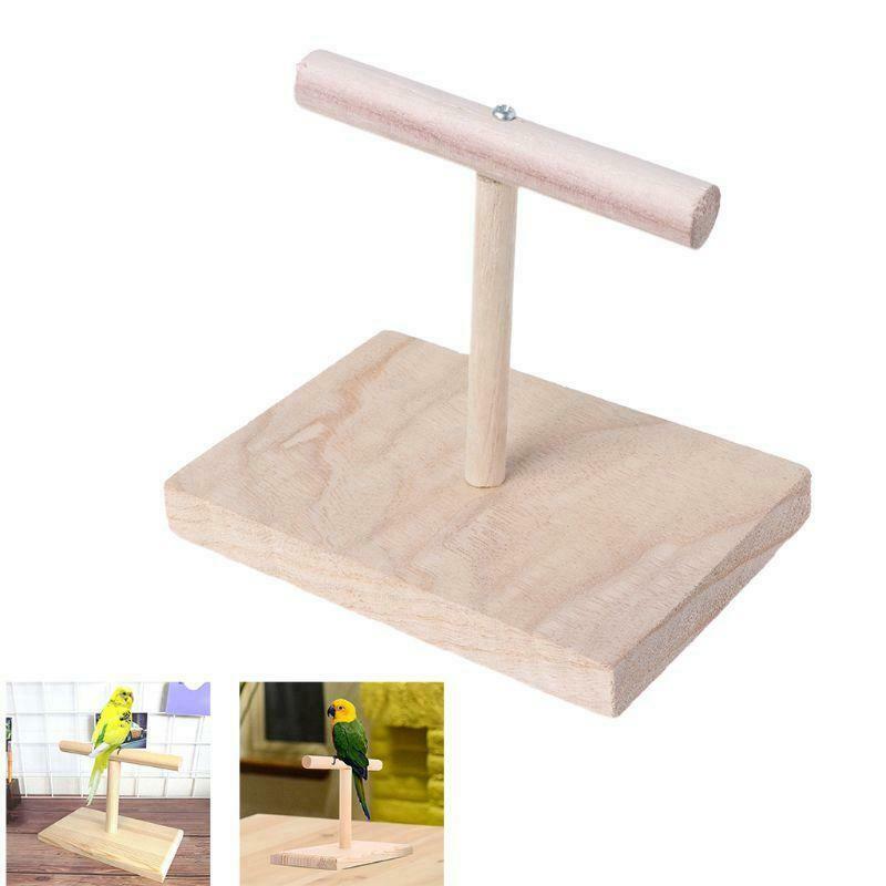 Portable Wooden Pet Parrot Training Rotation Perched Stand Platform Birds Paw