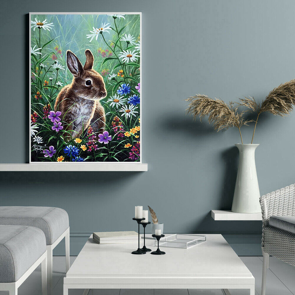 Rabbit 5D Full Round Drill Diamond Painting Crystal Mosaic Kits Wall Decor @