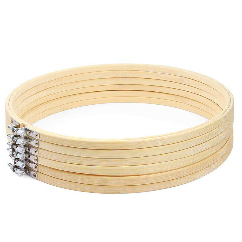 1X(6 Pieces 10 Inch Embroidery Hoops Wooden Round Adjustable Bamboo Circle C7Z7)
