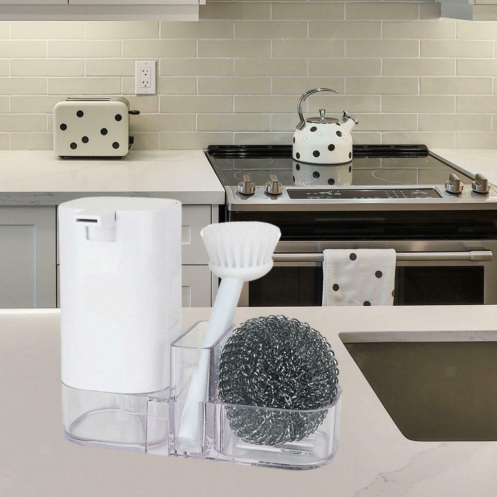 Detergent Bottle Bathroom Brush Washing Sponge Brush Organizer Rack Sink