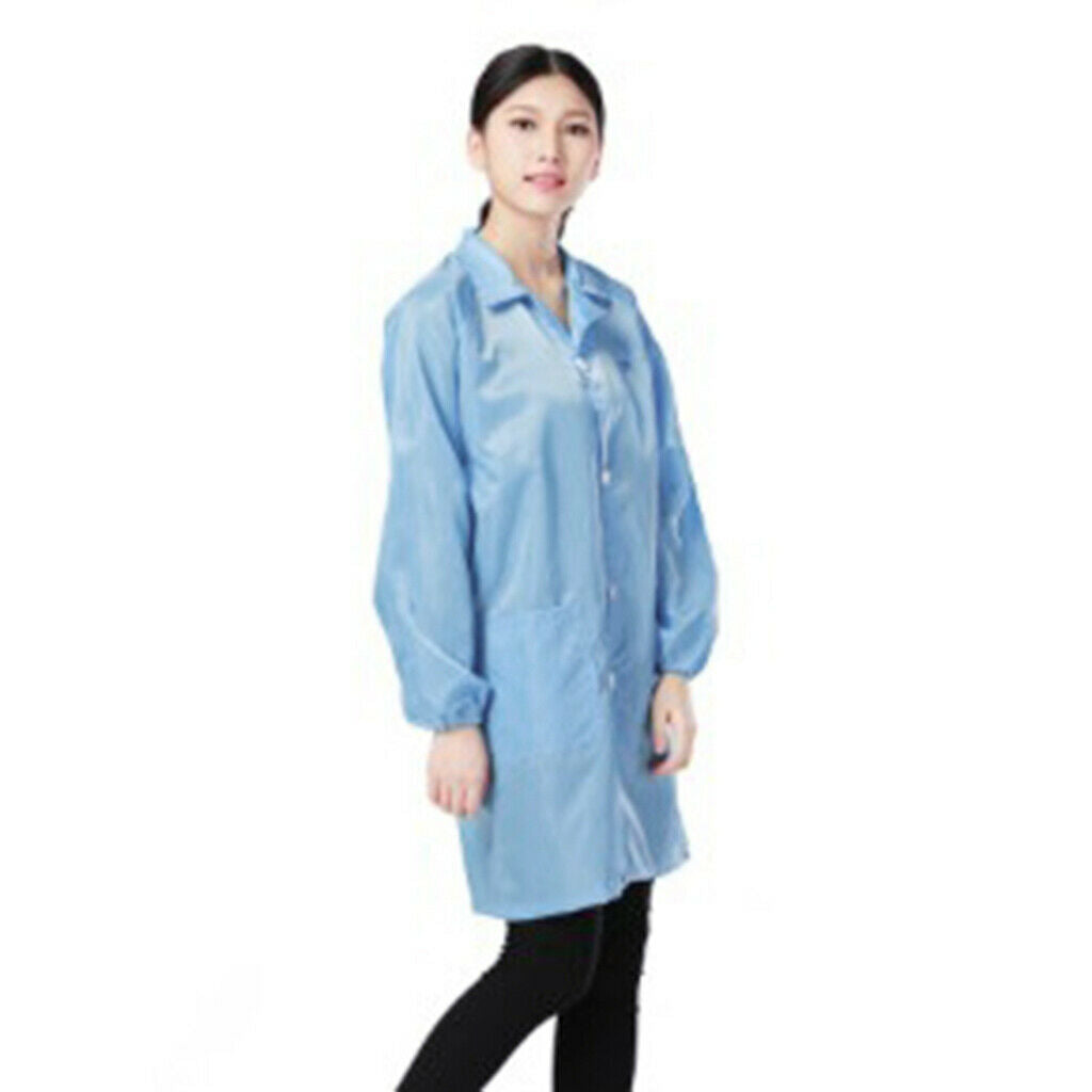 2X Unisex ESD-Safe Anti-Static Premium Lab Jacket Coat Clothing Blue M