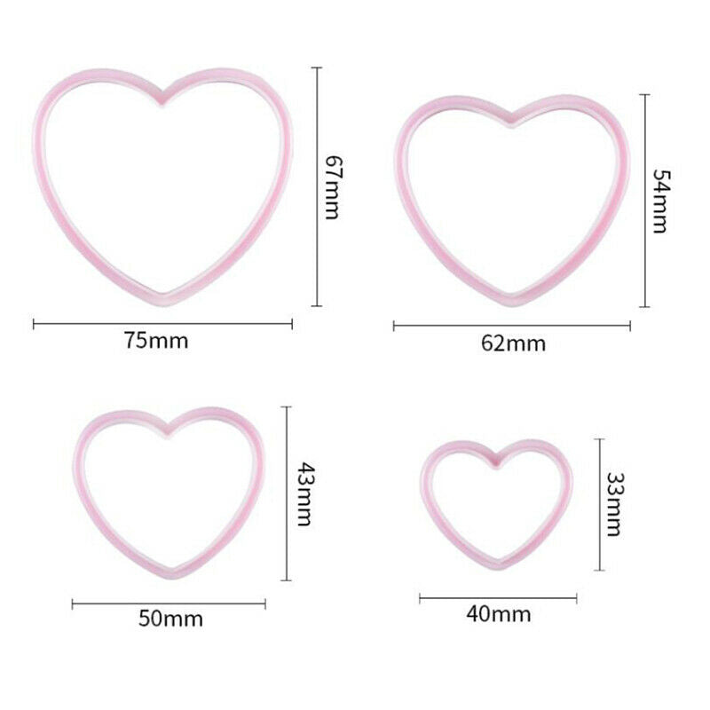 4pcs Heart Shaped Plastic Cake Mold Cookie Cutter Biscuit Stamp Sugar Cra.l8