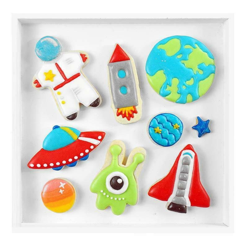 9pcs Space Series Cookie Cutter Stainless Steel Universe Theme Plane DIY Pastry