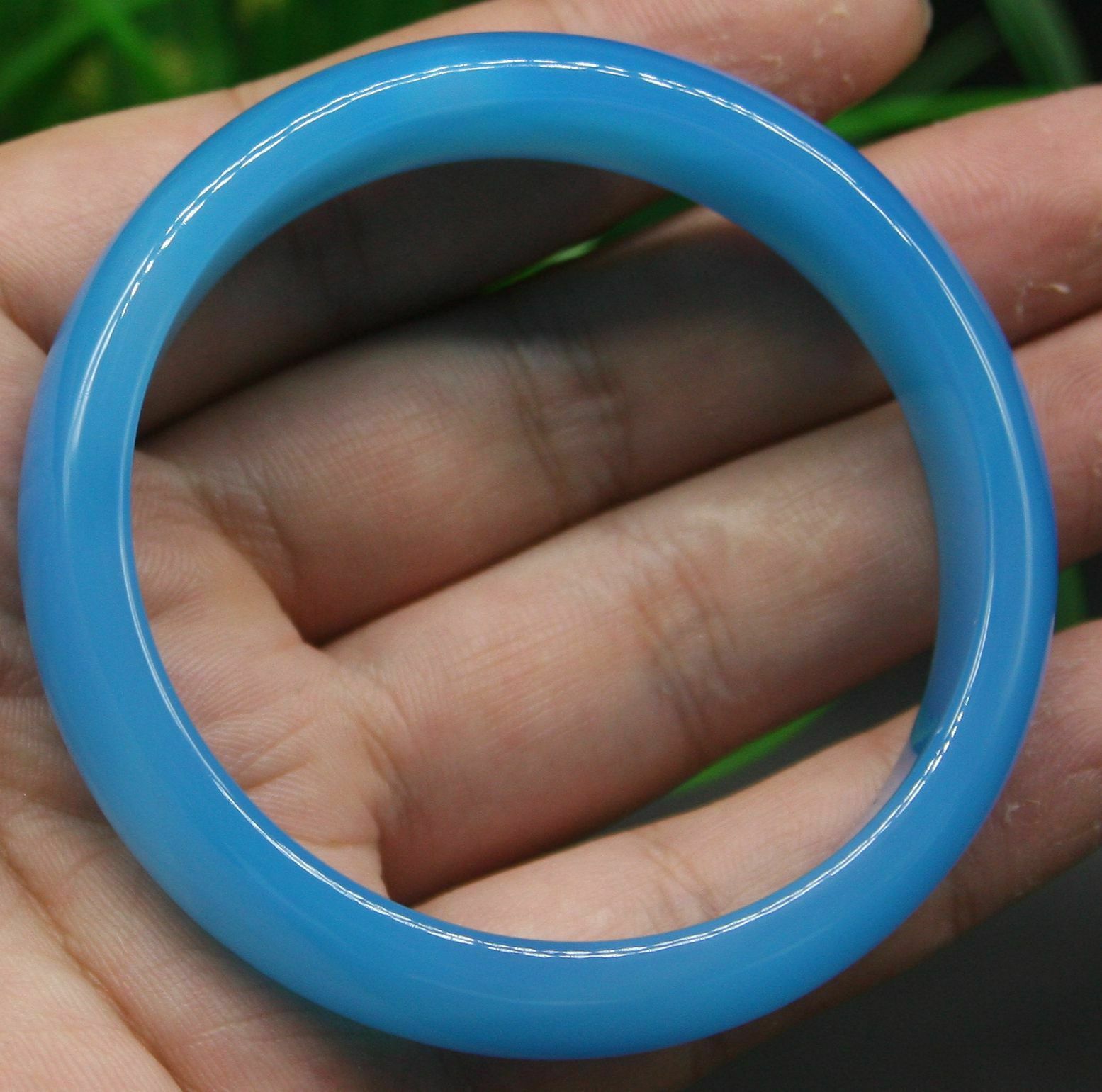 Optional 56-62 mm Certified Natural Agate Chalcedony Jade Bangle Blue Bracelet