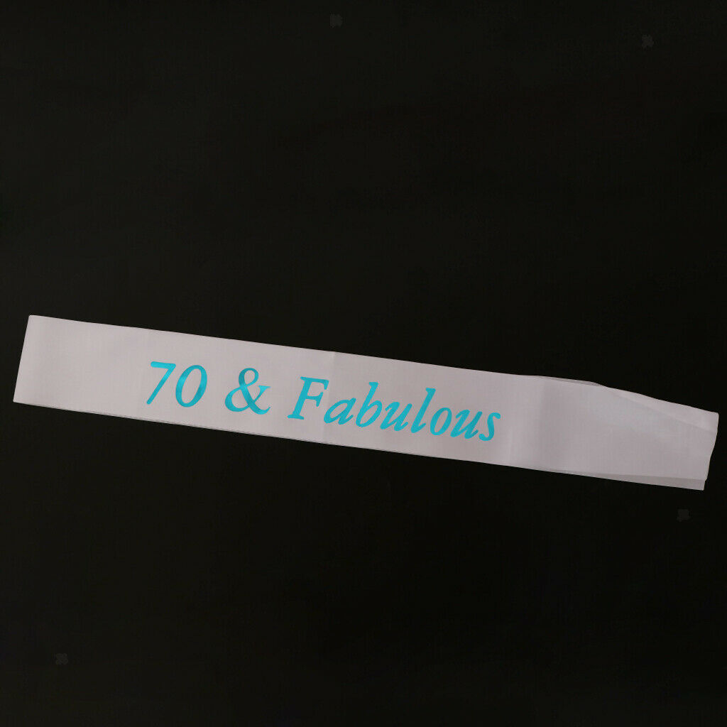 Gilding Blue Numbers Fabulous Satin Sash for Birthday Anniversary White 70