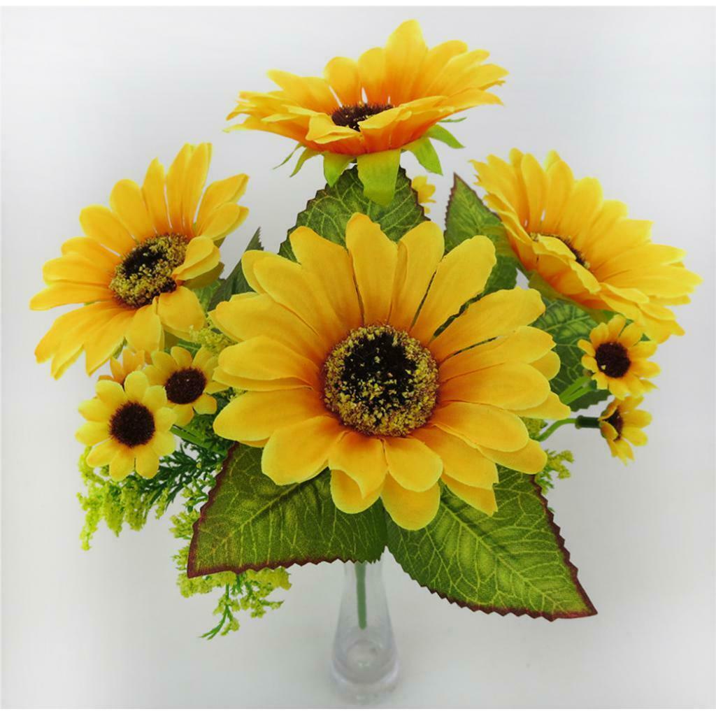 2Pcs Artificial Sunflower Yellow for Home Garden Wedding Decoration