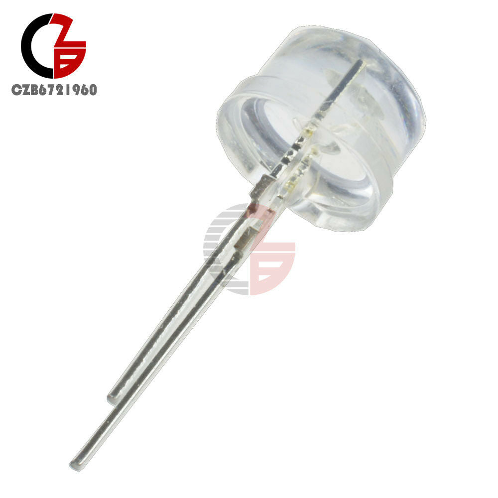 10PCS Blue Light 8mm 0.5W Straw Hat Transparent LED High-Power Emitting Diode